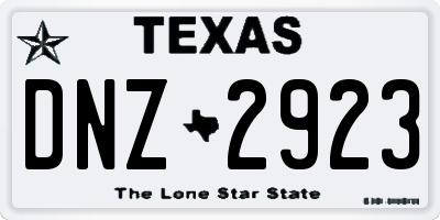 TX license plate DNZ2923
