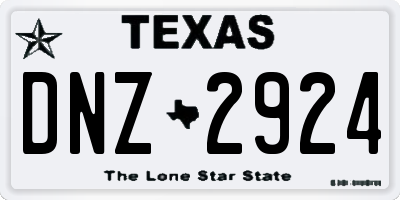 TX license plate DNZ2924