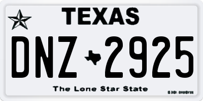 TX license plate DNZ2925