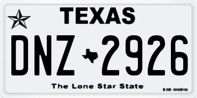 TX license plate DNZ2926