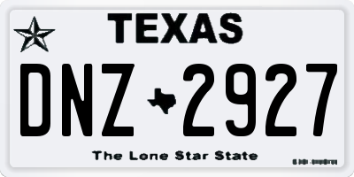 TX license plate DNZ2927