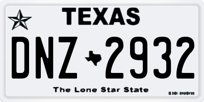 TX license plate DNZ2932