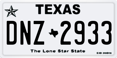 TX license plate DNZ2933