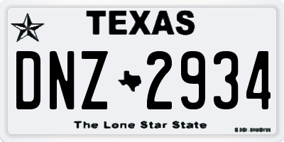 TX license plate DNZ2934