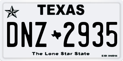 TX license plate DNZ2935