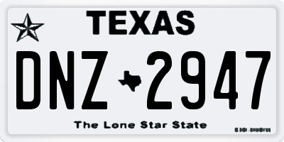 TX license plate DNZ2947
