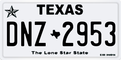 TX license plate DNZ2953