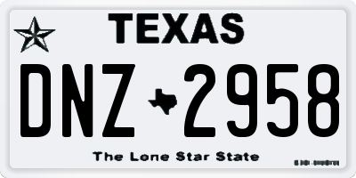 TX license plate DNZ2958