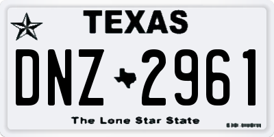 TX license plate DNZ2961