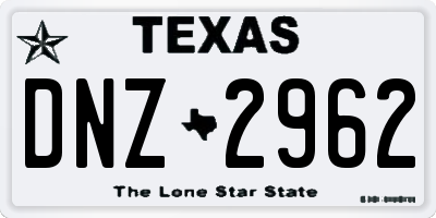 TX license plate DNZ2962