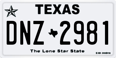 TX license plate DNZ2981