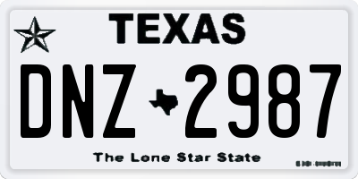 TX license plate DNZ2987