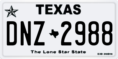 TX license plate DNZ2988
