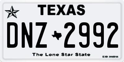 TX license plate DNZ2992