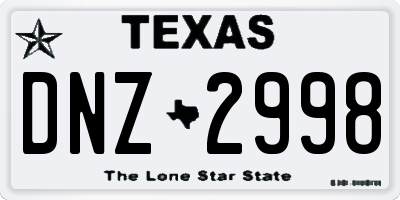 TX license plate DNZ2998