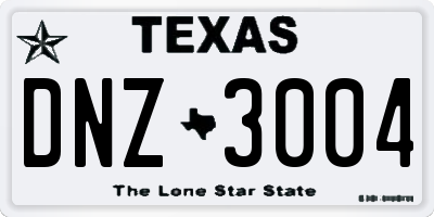 TX license plate DNZ3004