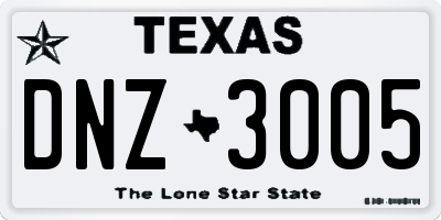 TX license plate DNZ3005