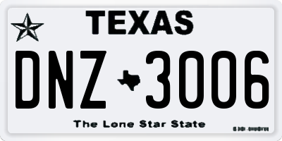 TX license plate DNZ3006