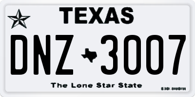 TX license plate DNZ3007