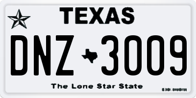TX license plate DNZ3009