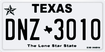TX license plate DNZ3010