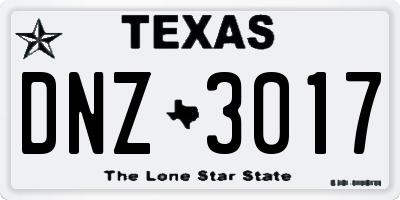 TX license plate DNZ3017