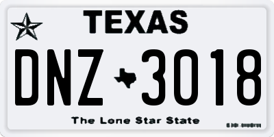 TX license plate DNZ3018