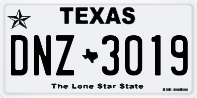 TX license plate DNZ3019