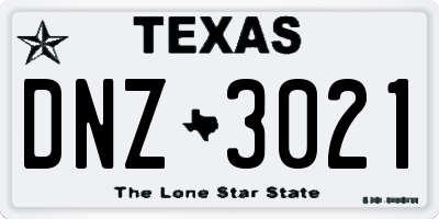 TX license plate DNZ3021