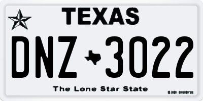 TX license plate DNZ3022