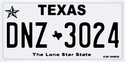 TX license plate DNZ3024