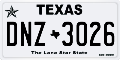 TX license plate DNZ3026