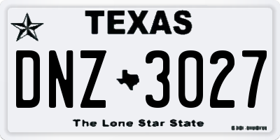 TX license plate DNZ3027