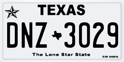 TX license plate DNZ3029