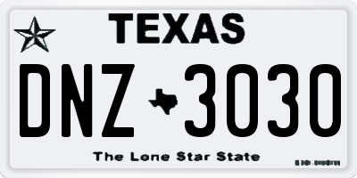 TX license plate DNZ3030