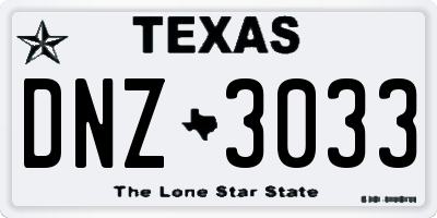 TX license plate DNZ3033