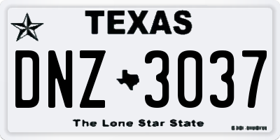 TX license plate DNZ3037