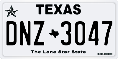 TX license plate DNZ3047