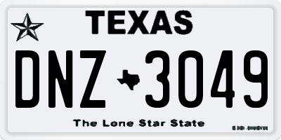 TX license plate DNZ3049