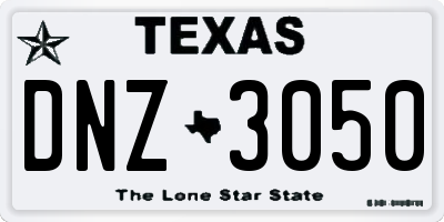TX license plate DNZ3050