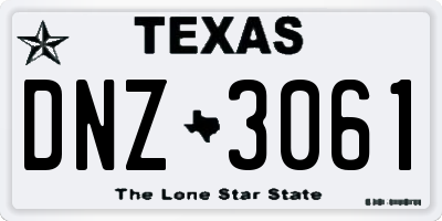 TX license plate DNZ3061