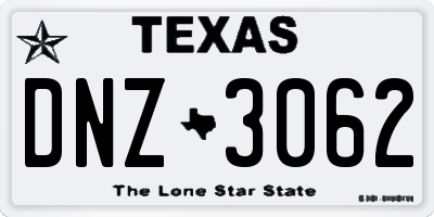 TX license plate DNZ3062