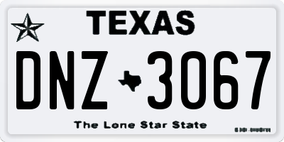TX license plate DNZ3067