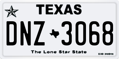 TX license plate DNZ3068