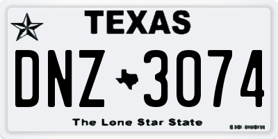 TX license plate DNZ3074