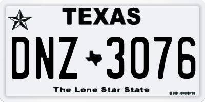 TX license plate DNZ3076