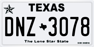 TX license plate DNZ3078