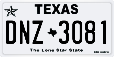 TX license plate DNZ3081