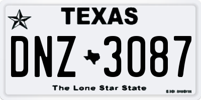 TX license plate DNZ3087