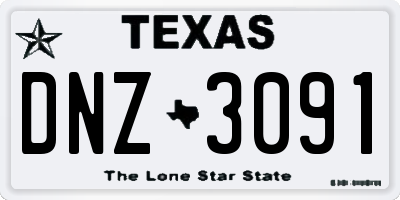 TX license plate DNZ3091
